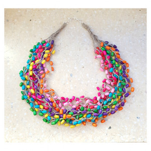 5605 lniany, kolorowy, tęczowy naszyjnik