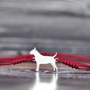 Bulterier / Bull terrier - bransoletka z psem, srebro 925