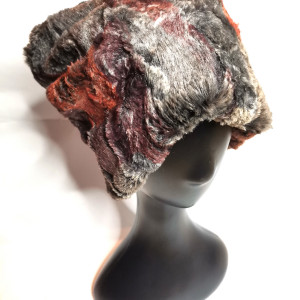 Futrzana czapka brąz i szarość