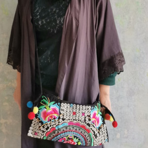torba haftowana hmong kwiaty etno boho