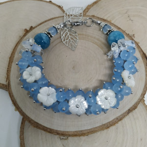 Bransoletka z kamieni szlachetnych i masy perłowej