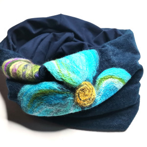 komin tuba wełniany  granatowy filcowany