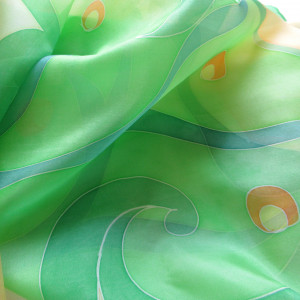 Mandarynkowe drzewo, jedwabna malowana chusta