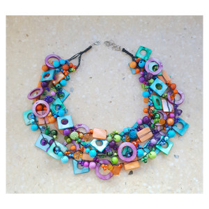 5735 Naszyjnik pomarańczowy, zielony, niebieski, fioletowy