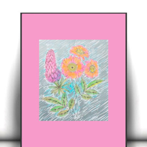 retro plakat A3, kwiaty obrazek 30x40, bukiet obraz vintage, botaniczny obrazek, plakat z kwiatkami, boho plakat do domu