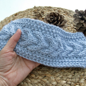 Ciepła opaska na głowę - niebieska