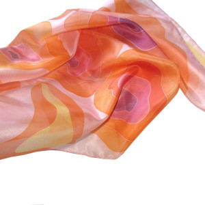 Hippie kwiaty, jedwabna malowana chusta