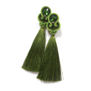 KOLCZYKI SUTASZ CHWOST odcienie zieleni