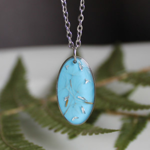 Srebrna zawieszka z dmuchawcem niebieska żywica z kwiatami dmuchawiec srebrny wisiorek