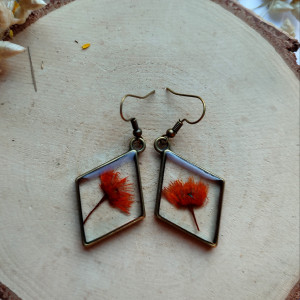 Kolczyki z żywicy - pomarańczowe kwiaty