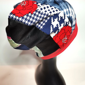 Czapka smerfetka patchworkowa