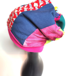 Czapka smerfetka patchworkowa