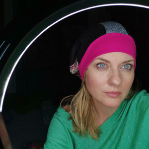 Czapka smerfetka patchworkowa