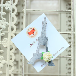 Broszka drewniana Paris