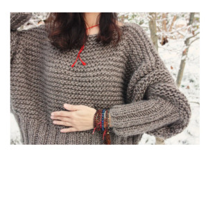 Sweter handmade oversize z wełną moher