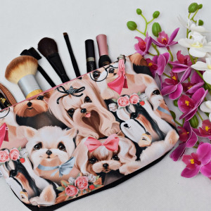 Kosmetyczka damska etui do torebki wodoodporna kosmetyczka saszetka organizer pieski yorki