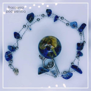 choker naszyjnik kamienie minerały niebieska ostróżka sodalit