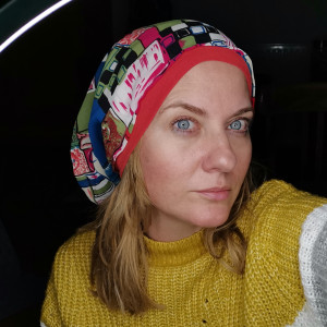 Czapka wiosenna smerfetka na podszewce