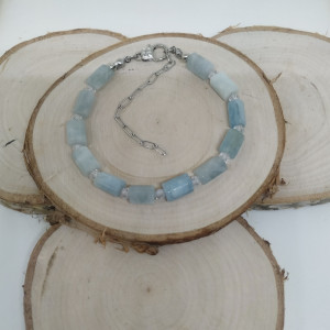 Subtelna bransoletka z Akwamarynów i Cyrkonii