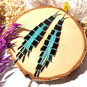 Antara -  etniczne kolczyki, indiańskie kolorowe kolczyki boho