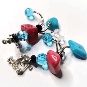 Klipsy malinowo niebieskie