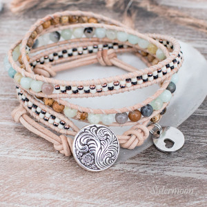 Bransoletka boho Amazonit i Jaspis