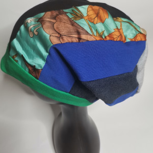Czapka patchworkowa w turkusie