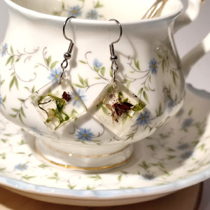 Kolczyki  z żywicy - Las w żywicy