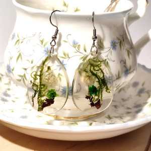 Kolczyki  z żywicy - Las w żywicy