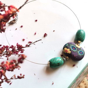 Naszyjnik kolia turkus fimo