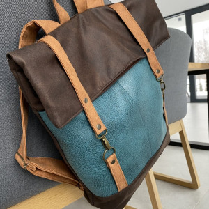 Plecak włóczykija - brąz, turkus, cynamon