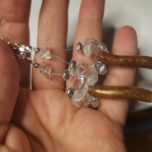 Kolczyki kryształ gorski i kamienie