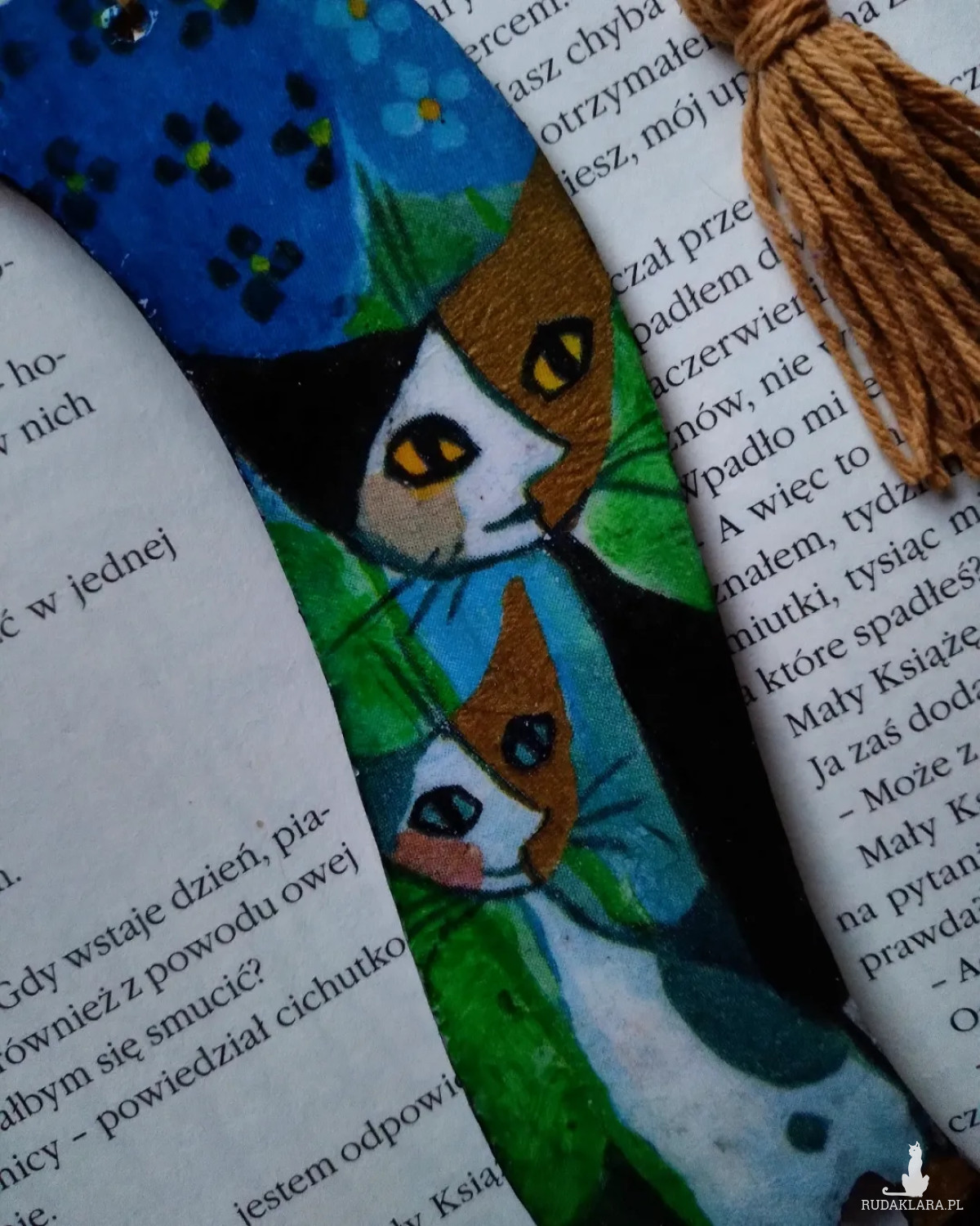 Drewniana Zakładka do książki kot koty kotki na prezent dla kociary decoupage