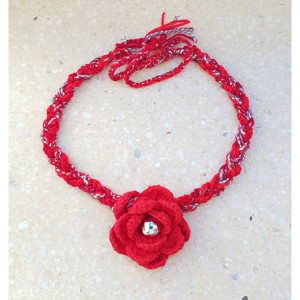 5843 czerwony  elegancki naszyjnik retro