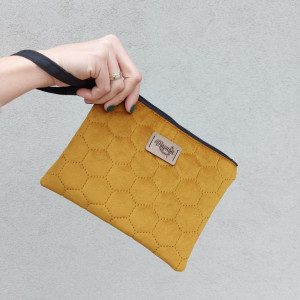 Kosmetyczka PREMIUM Etui Organizer do torebki welur miodowa