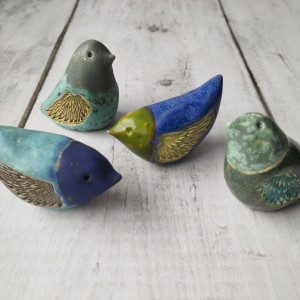 Ptaszki w niebiesko-zielonej tonacji