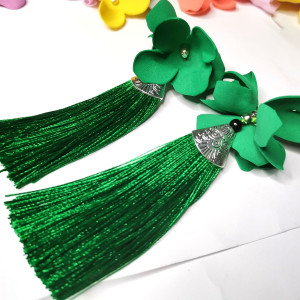 Kolczyki zielone chwosty kwiaty