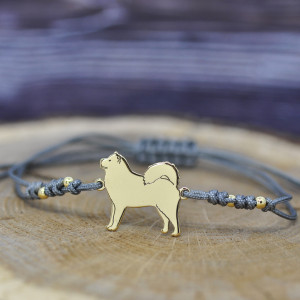 Alaskan malamute - bransoletka z psem, srebro 925 pozłacane