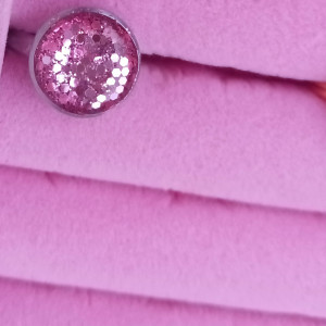 Srebrny pierścionek z żywicy, różowy pierścionek, stalowy pierścionek, brokatowy pierścionek