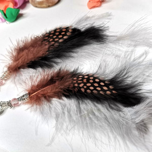 Klipsy pióra etno boho folk długie
