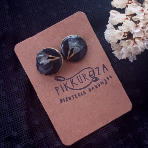 Srebrne spinki do koszuli z żywicy z kwiatami