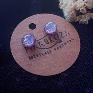 Kolczyki sztyfty dzika marchew kwiaty w żywicy fioletowe