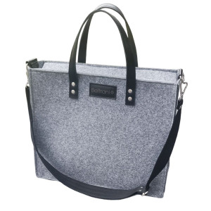 Stylowa torba filcowa ze skórzanymi uszami - szara listonoszka