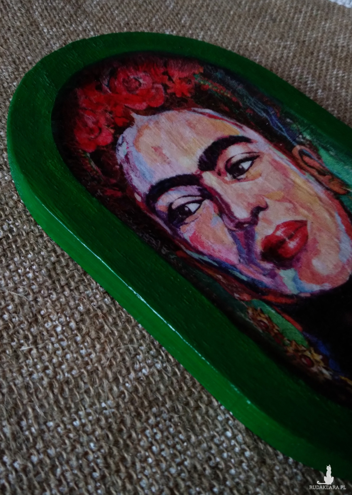 Drewniana taca na biżuterię Frida Kahlo decoupage