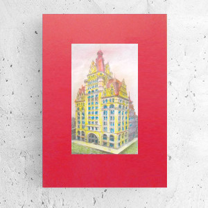 retro plakat A3, miasto plakat 30x40, vintage obrazek z budynkiem, architektura plakat do domu, plakat z miastem, retro obrazek na ścianę