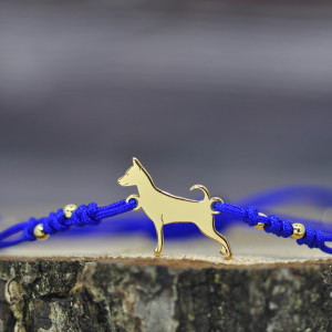 Pinczer miniaturowy - bransoletka z psem, srebro pozłacane 925