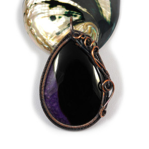 Miedziany wisior z agatem, ręcznie wykonany, prezent dla niej, prezent dla mamy, prezent urodzinowy niepowtarzalna biżuteria