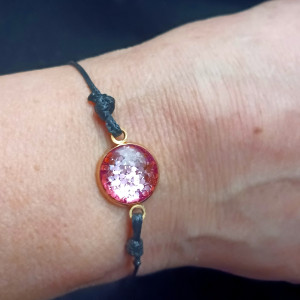 Różowa złota bransoletka regulowana bransoletka z brokatem