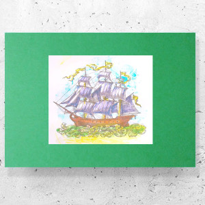 retro plakat A3, retro grafika na ścianę, 30x40 plakat vintage, żeglarski plakat do domu, żagle obrazek A3, plakat ze statkiem, marynistyczna dekoracja na ścianę