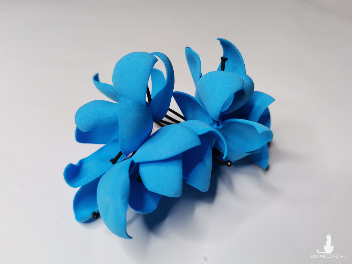 Klipsy kwiaty wiszące blue